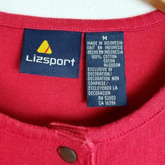 LizSport Vintage Red Embroidered Floral T-Shirt - Picture 3 of 7